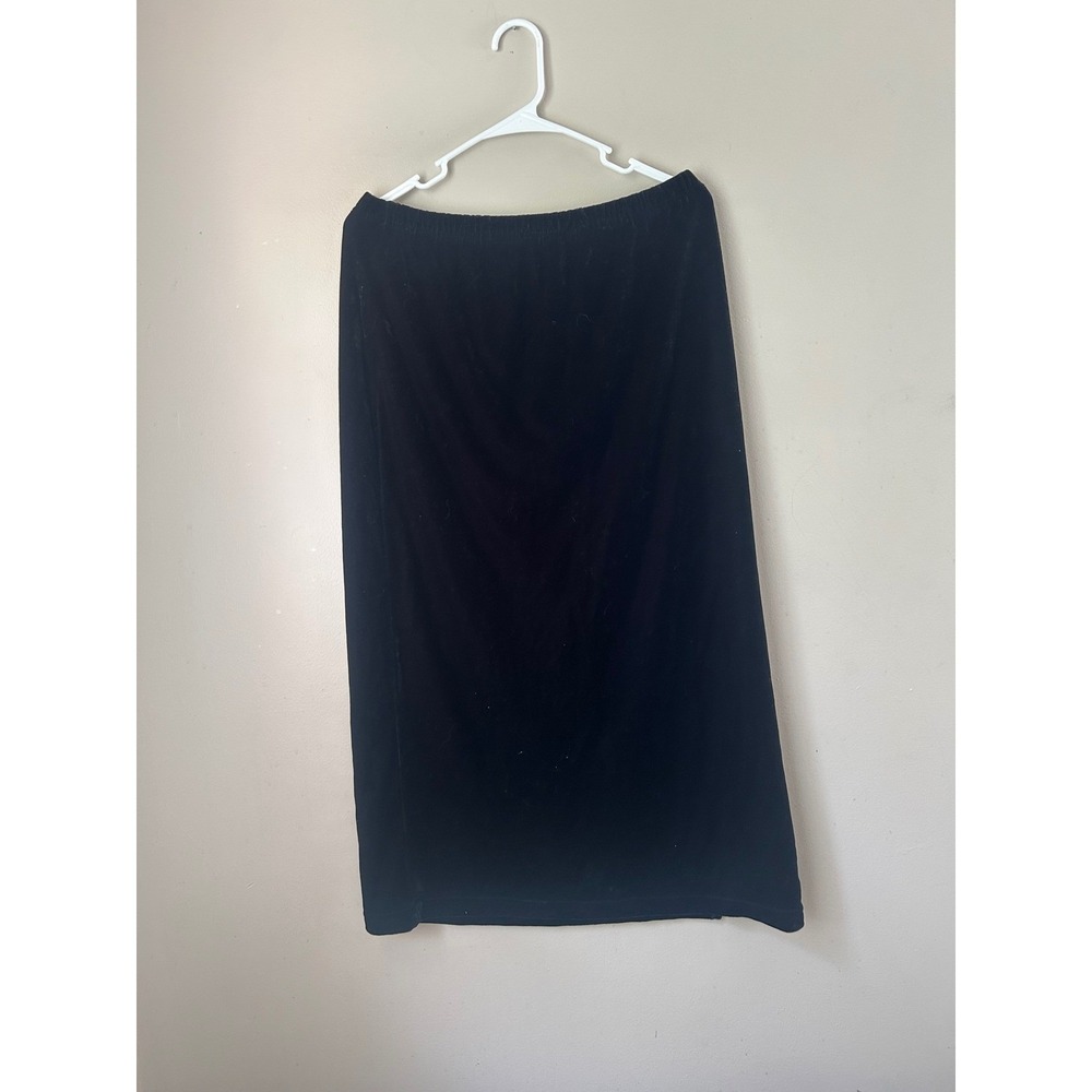 Vintage Black‎ Velvet Midi Skirt Briggs Petite  Whismgoth Witchy Grunge Size M - Picture 4 of 4